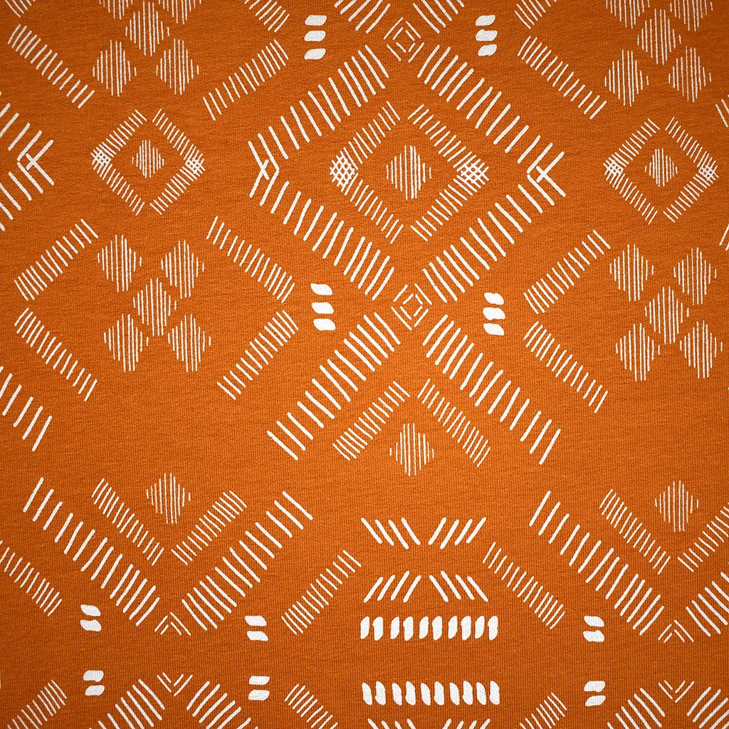 See You at Six Pattern Stripes Geometric French Terry Autumnal Brown SY