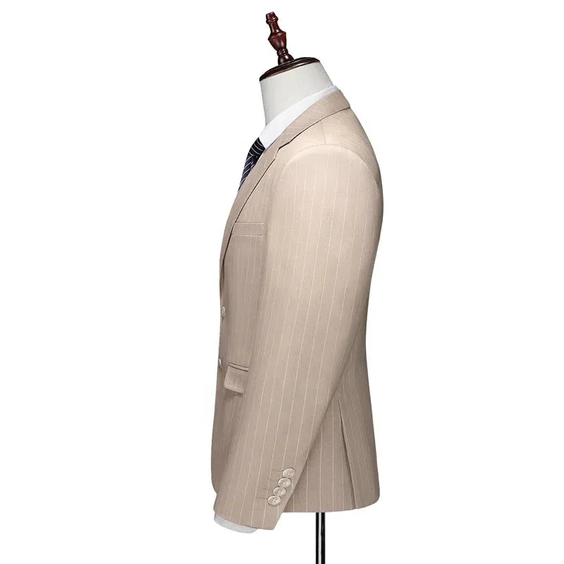 Trend4us Men's Classic Pinstripe Three-Piece Tuxedo Suit Set