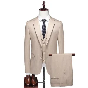 Trend4us Men's Classic Pinstripe Three-Piece Tuxedo Suit Set