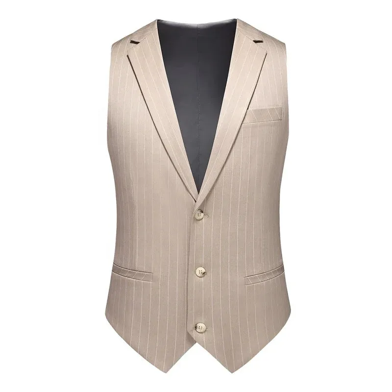 Trend4us Men's Classic Pinstripe Three-Piece Tuxedo Suit Set